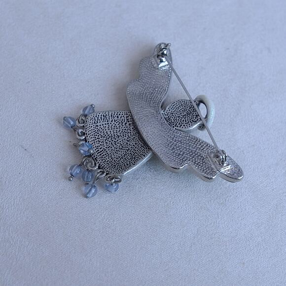 Hope Wish Dream Angel Brooch Pin Iridescent Wings Blue Enamel Vintage Style - Picture 3 of 4